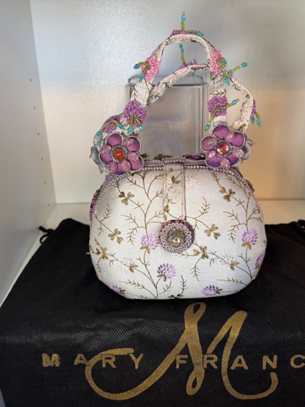 NWOT Mary Frances Dragonfly Floral Fairycore Beaded Cottagecore Embroidered bag - Picture 3 of 9